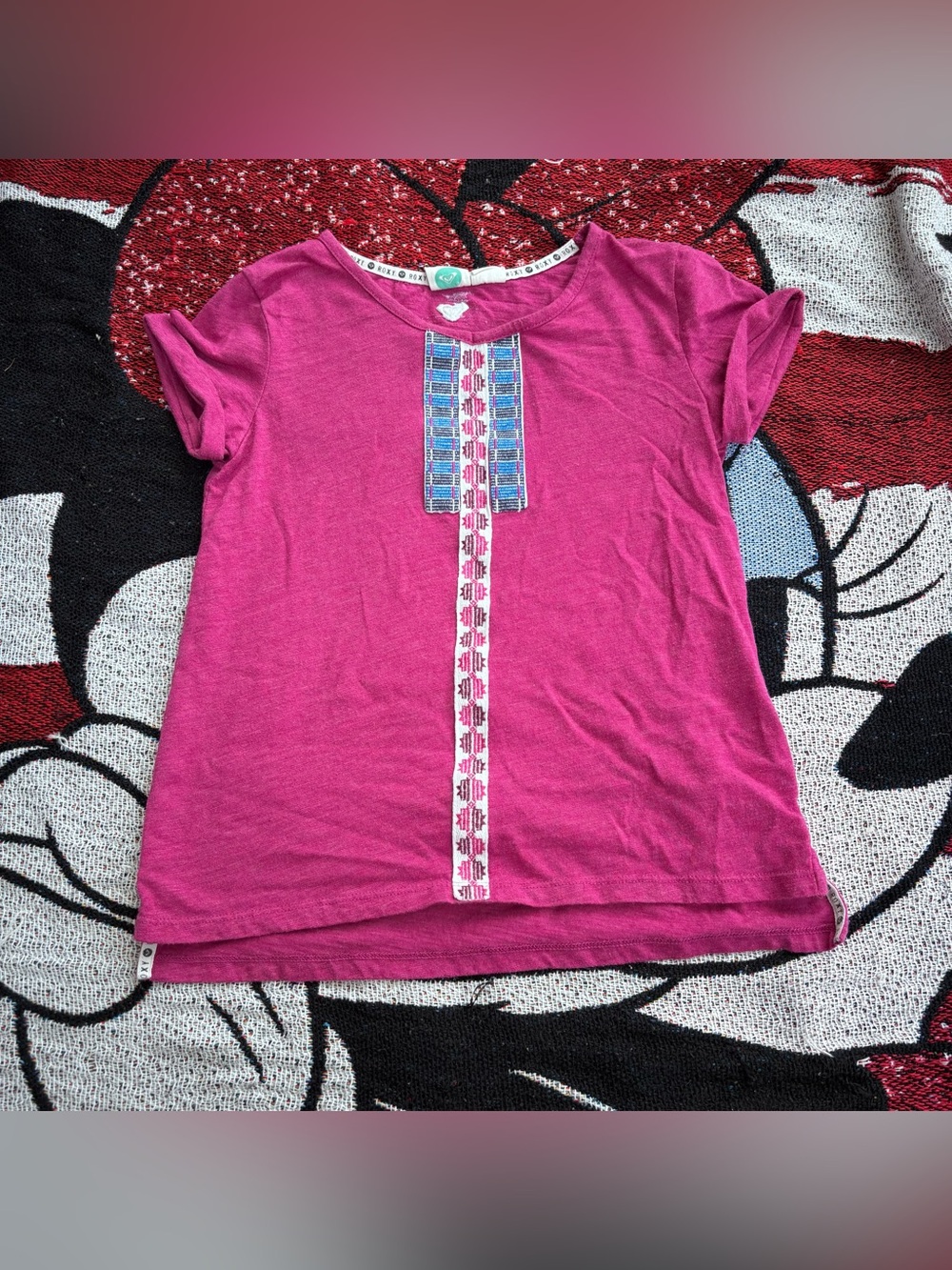 ROXY GIRLS PURPLE EMBROIDERED ACCENT T SHIRT SIZE 12/14